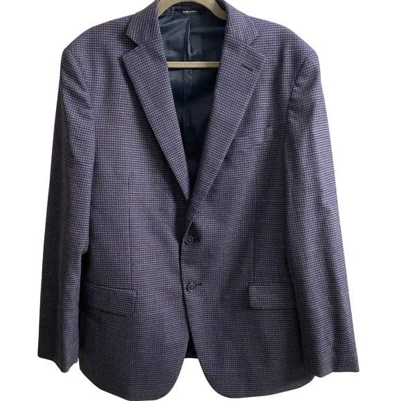 Kenneth Cole Other - Awearness Kenneth Cole Mens Micro Houndstooth Blazer Navy Brown Sport Coat 42R